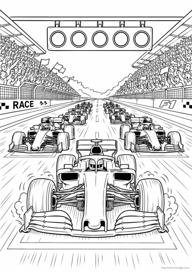 coloriage f1 duel virage - dessin gratuit &agrave; imprimer