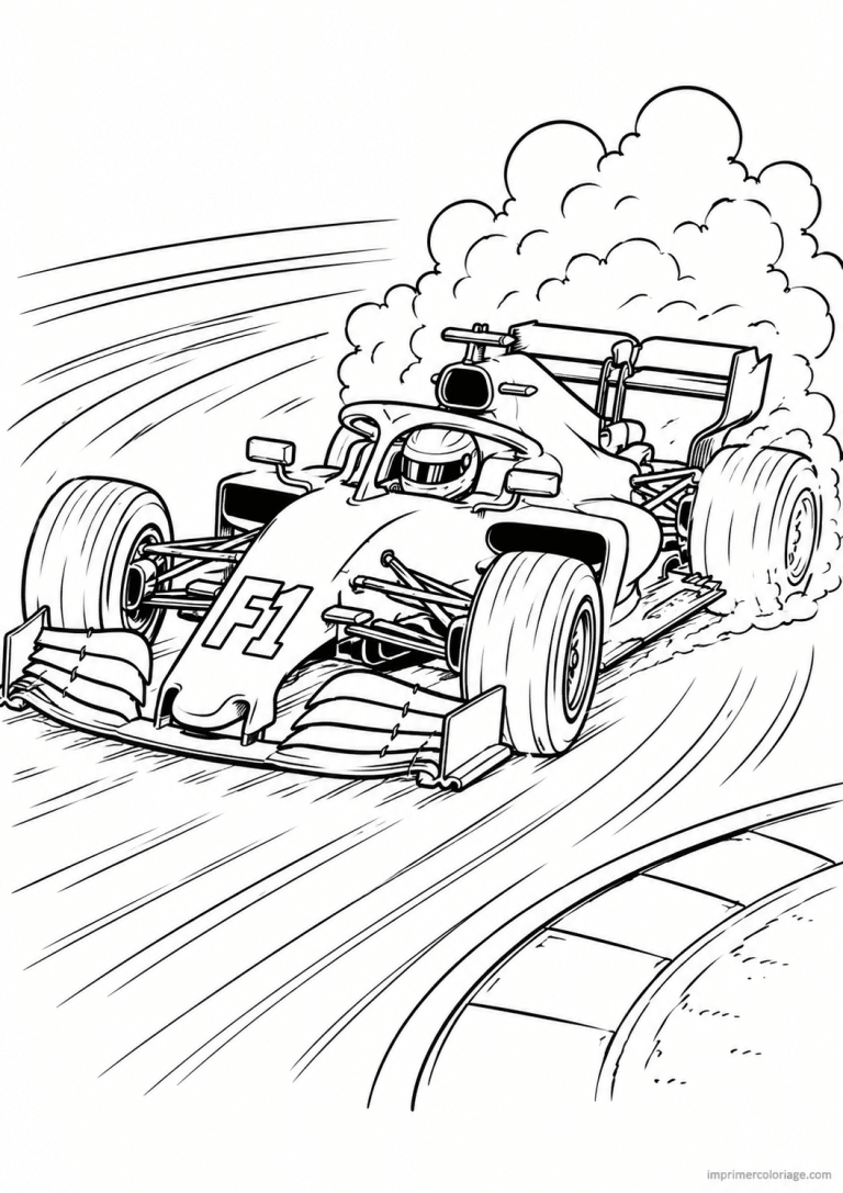 coloriage f1 voiture freinage - dessin gratuit &agrave; imprimer