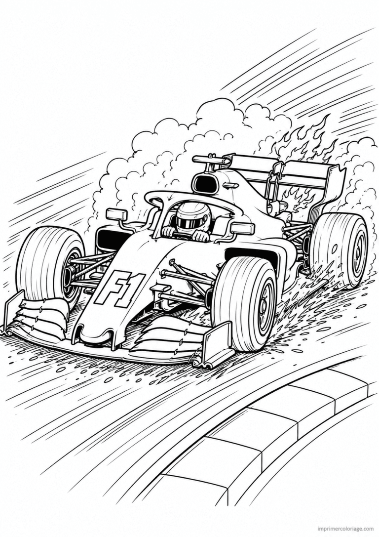 coloriage f1 voiture technique - dessin gratuit &agrave; imprimer