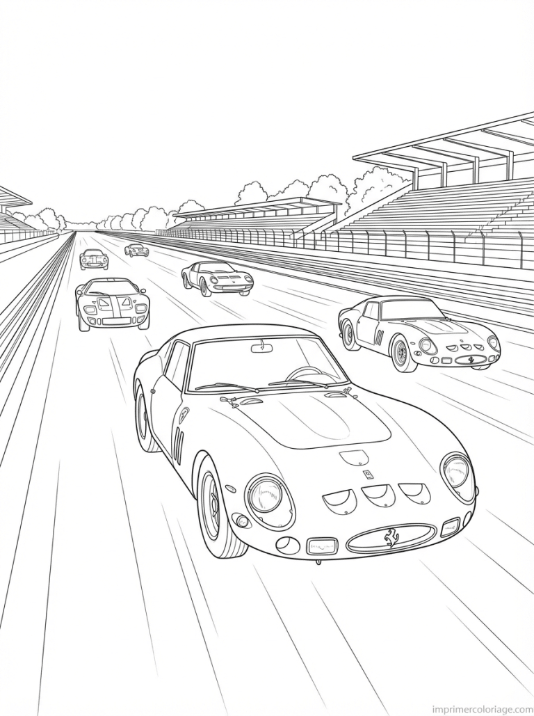 coloriage ferrari 250gto lemans vintage - dessin gratuit &agrave; imprimer