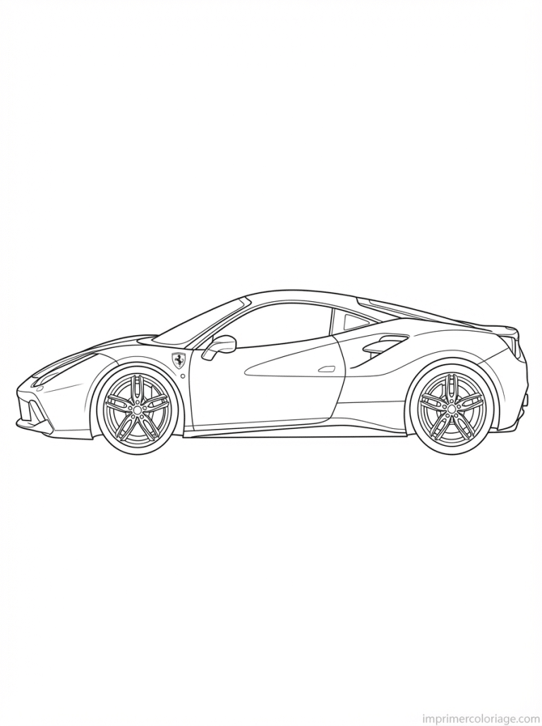 coloriage ferrari 488 profil - dessin gratuit &agrave; imprimer