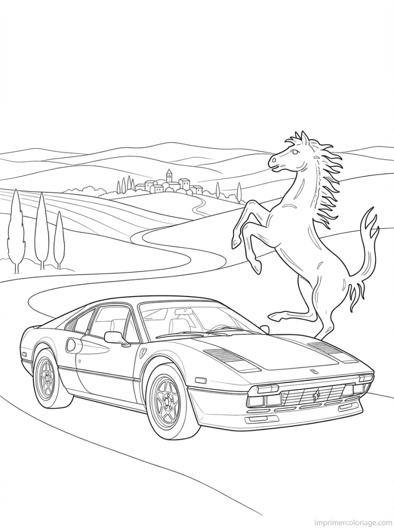 coloriage ferrari cheval cabr&eacute; toscane - dessin gratuit &agrave; imprimer