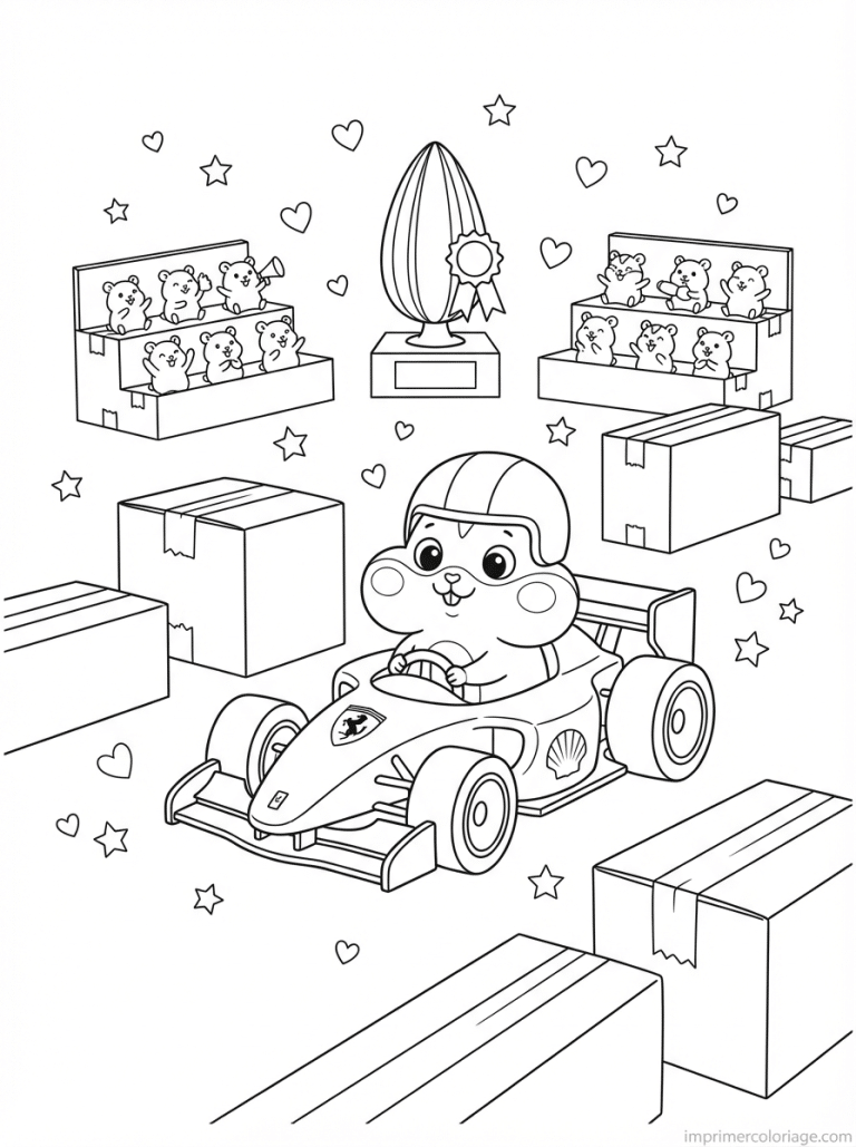 coloriage ferrari cute hamster pilote - dessin gratuit &agrave; imprimer