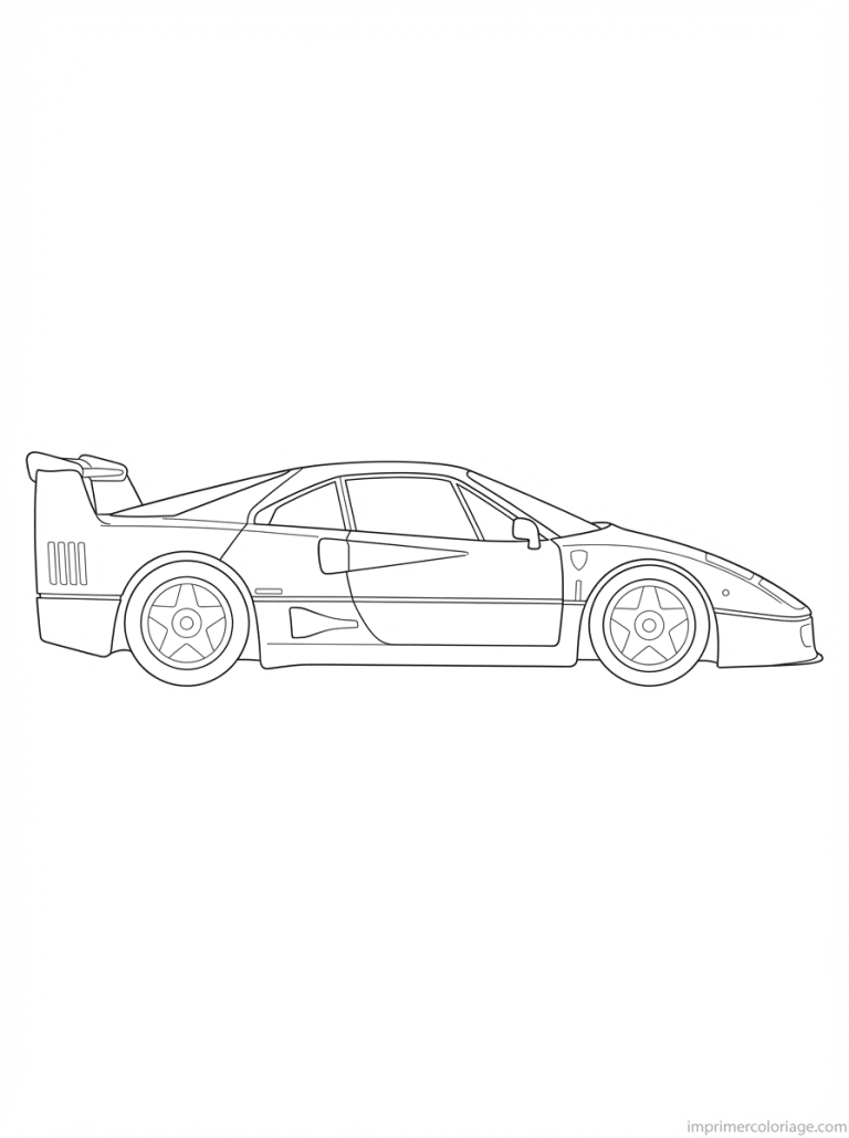 coloriage ferrari f40 profil - dessin gratuit &agrave; imprimer