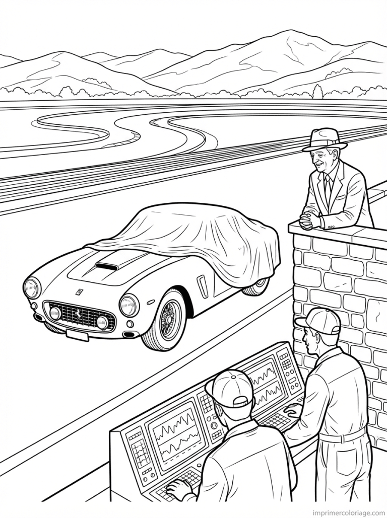 coloriage ferrari fiorano test montagne - dessin gratuit &agrave; imprimer