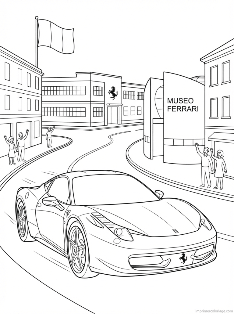 coloriage ferrari maranello usine drapeau - dessin gratuit &agrave; imprimer