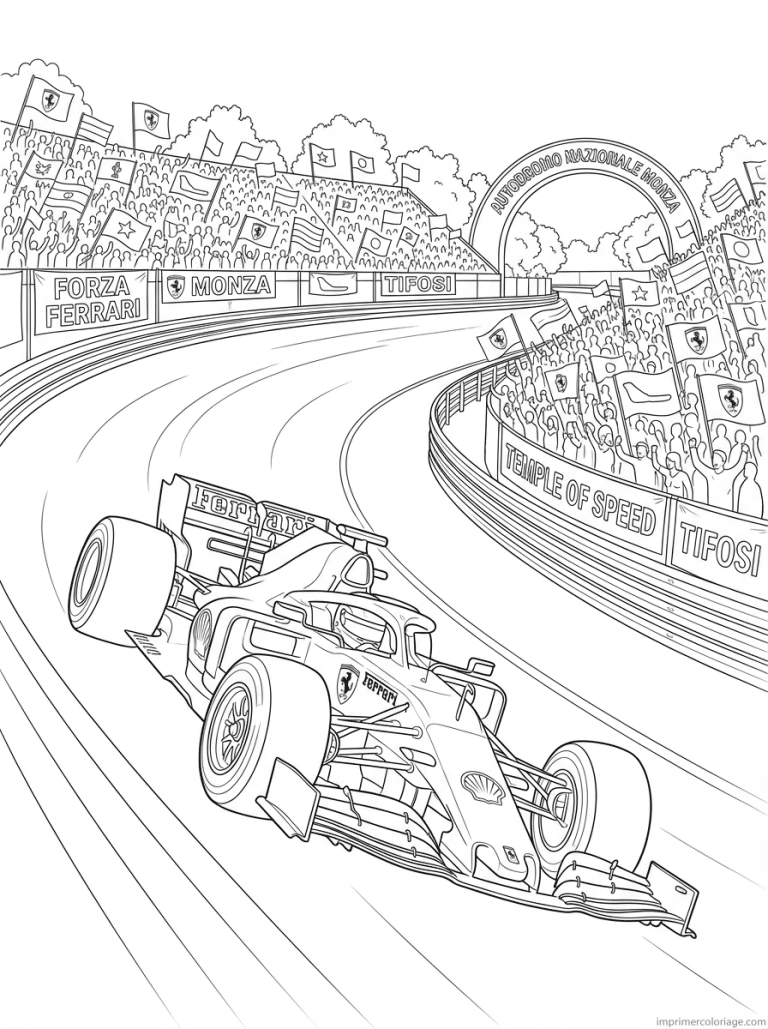 coloriage ferrari monza tifosi drapeaux - dessin gratuit &agrave; imprimer