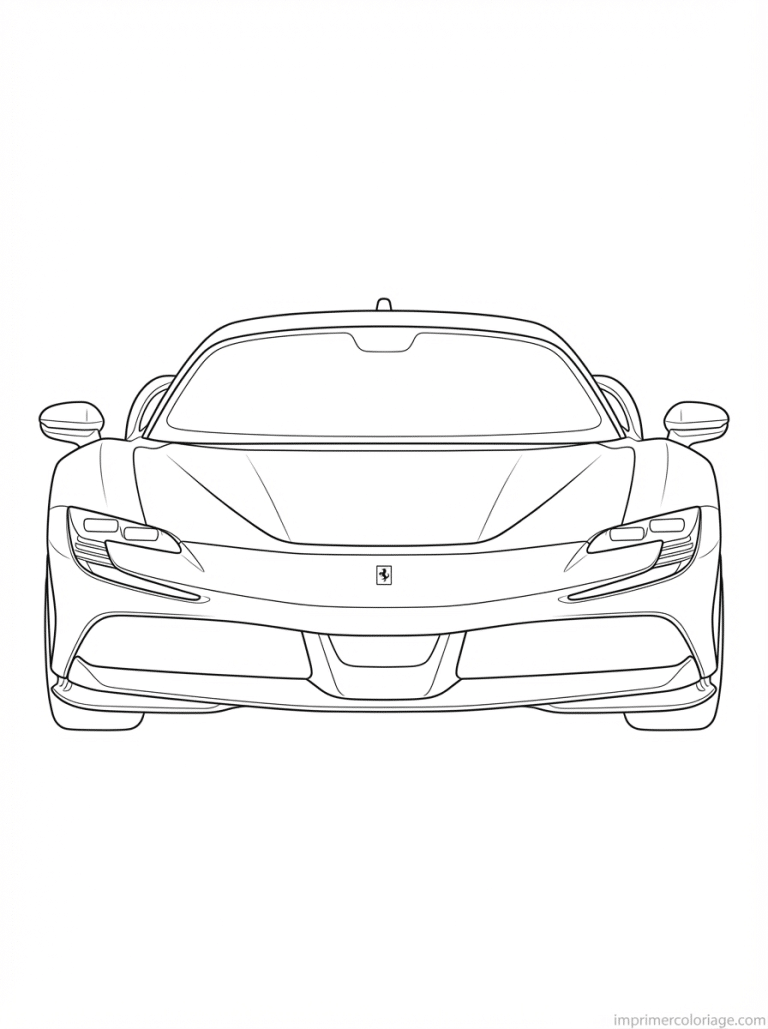 coloriage ferrari sf90 face - dessin gratuit &agrave; imprimer