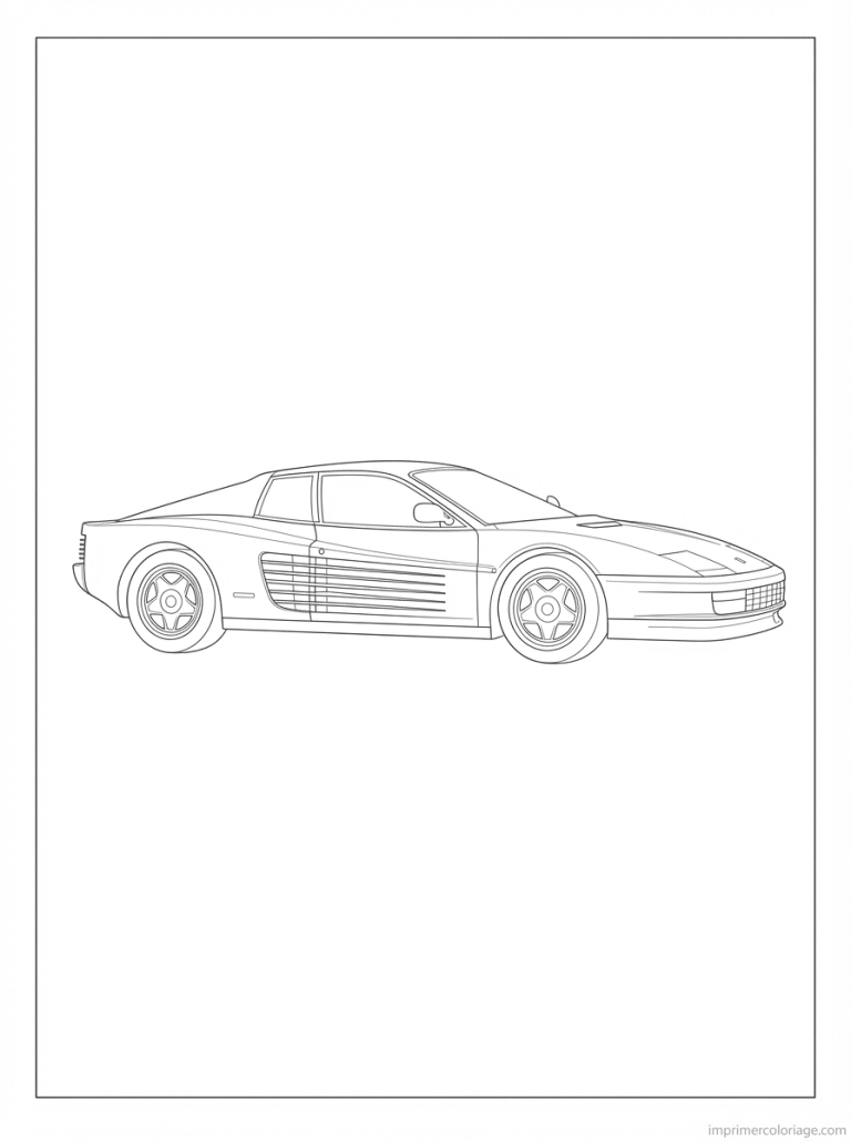 coloriage ferrari testarossa profil - dessin gratuit &agrave; imprimer