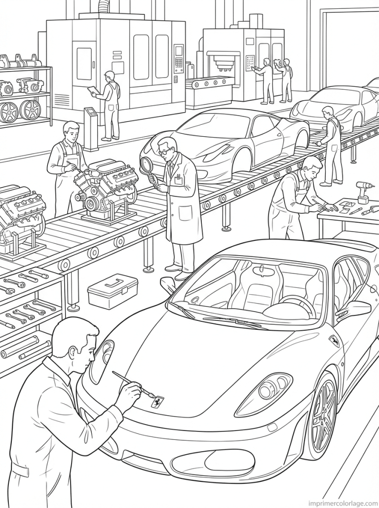 coloriage ferrari usine peinture cheval - dessin gratuit &agrave; imprimer