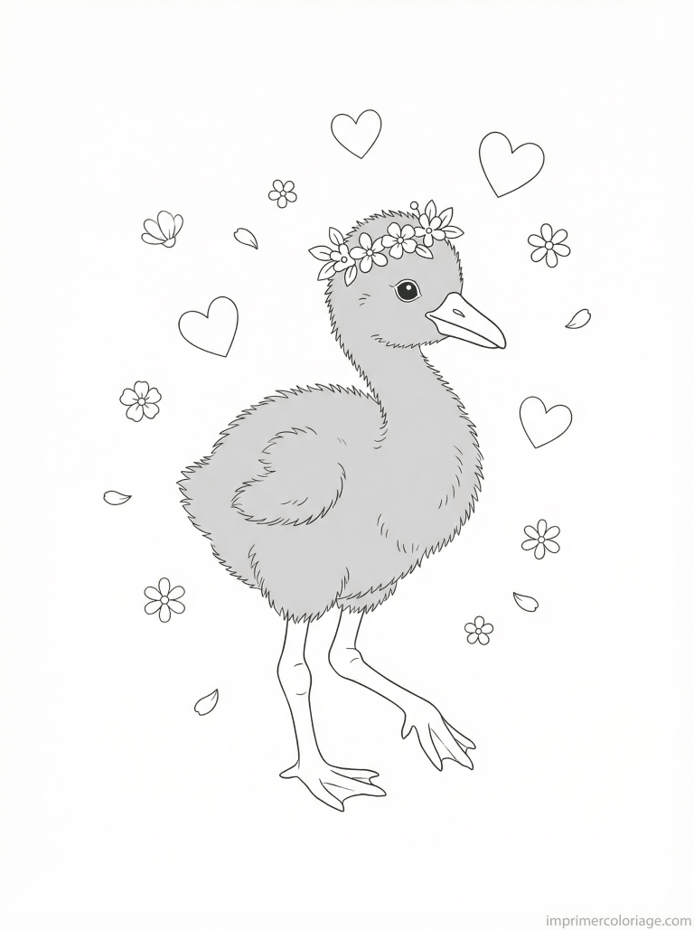 coloriage flamant rose cute poussin couronne à imprimer coloriage flamant rose cute poussin couronne - dessin gratuit à imprimer