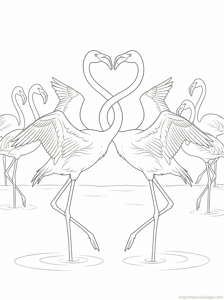 coloriage flamant rose danse couple à imprimer coloriage flamant rose danse couple - dessin gratuit à imprimer