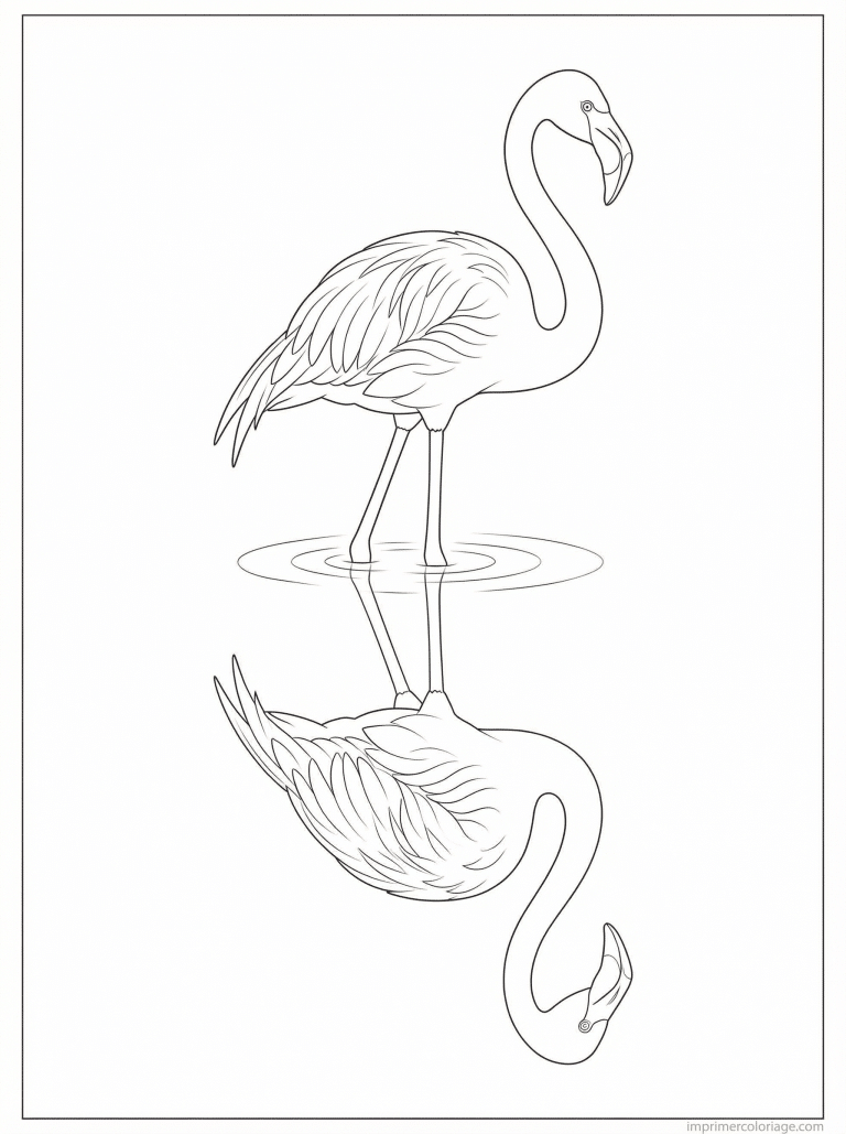 coloriage flamant rose dessus reflet à imprimer coloriage flamant rose dessus reflet - dessin gratuit à imprimer