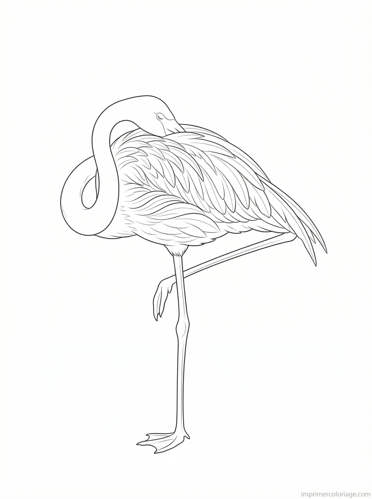 coloriage flamant rose dort patte à imprimer coloriage flamant rose dort patte - dessin gratuit à imprimer