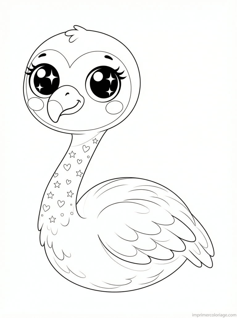 coloriage flamant rose kawaii etoiles à imprimer coloriage flamant rose kawaii etoiles - dessin gratuit à imprimer