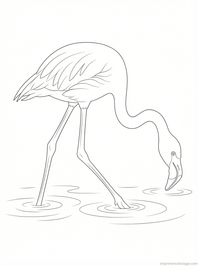 coloriage flamant rose marche eau à imprimer coloriage flamant rose marche eau - dessin gratuit à imprimer