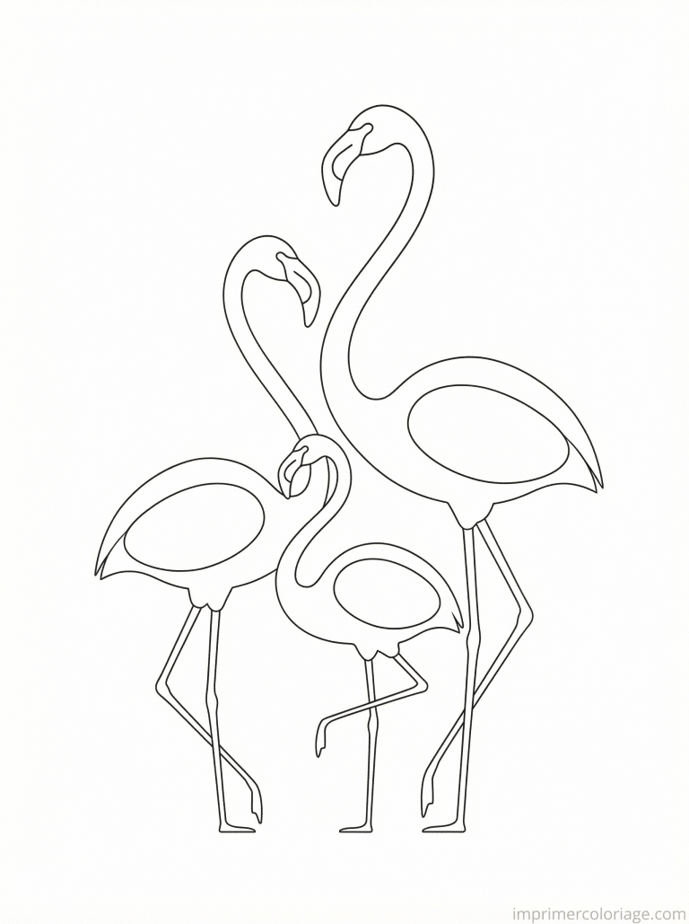 coloriage flamant rose trio cous à imprimer coloriage flamant rose trio cous - dessin gratuit à imprimer