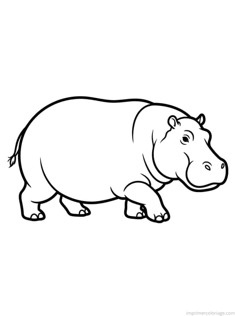coloriage hippopotame marche lourd à imprimer coloriage hippopotame marche lourd - dessin gratuit à imprimer