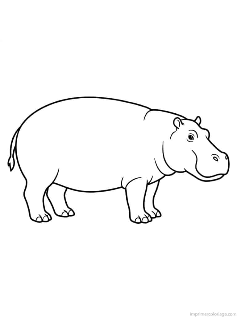 coloriage hippopotame profil corps à imprimer coloriage hippopotame profil corps - dessin gratuit à imprimer