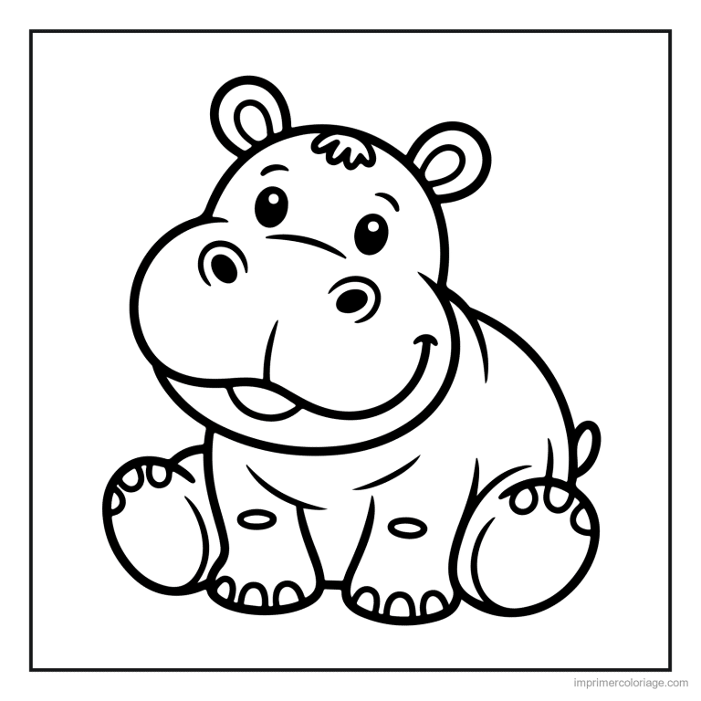 coloriage jungle bebe hippopotame assis à imprimer coloriage jungle bebe hippopotame assis - dessin gratuit à imprimer