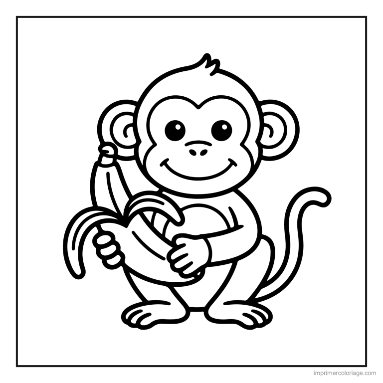 coloriage jungle bebe singe et sa banane à imprimer coloriage jungle bebe singe et sa banane - dessin gratuit à imprimer