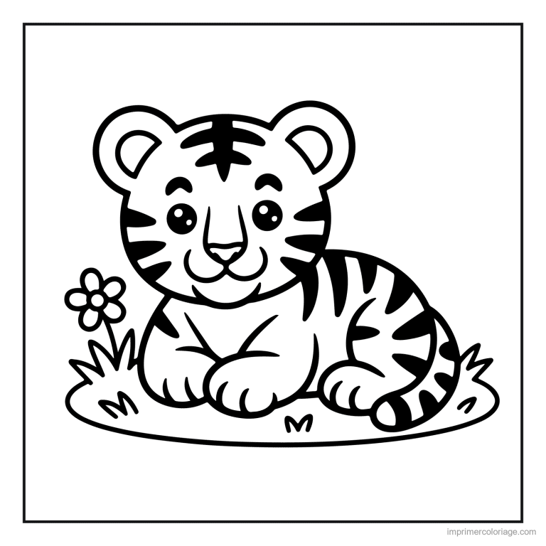 coloriage jungle bebe tigre dans l herbe à imprimer coloriage jungle bebe tigre dans l herbe - dessin gratuit à imprimer
