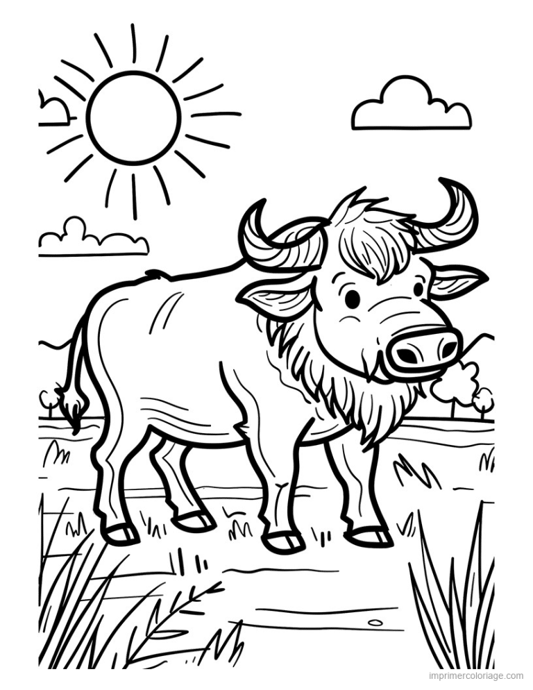 coloriage jungle buffle au bord de l eau à imprimer coloriage jungle buffle au bord de l eau - dessin gratuit à imprimer