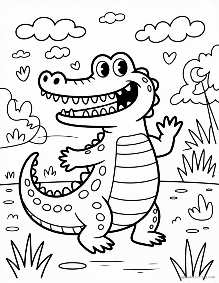coloriage jungle crocodile dans la riviere à imprimer coloriage jungle crocodile dans la riviere - dessin gratuit à imprimer