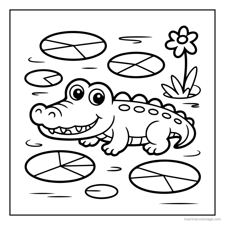 coloriage jungle crocodile et les nenuphars à imprimer coloriage jungle crocodile et les nenuphars - dessin gratuit à imprimer