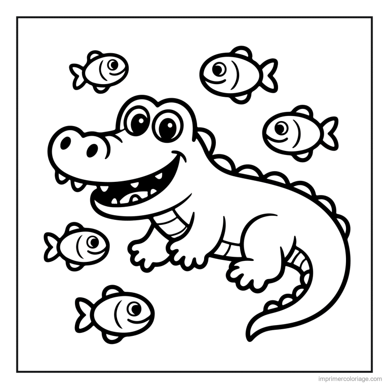 coloriage jungle crocodile et les poissons à imprimer coloriage jungle crocodile et les poissons - dessin gratuit à imprimer