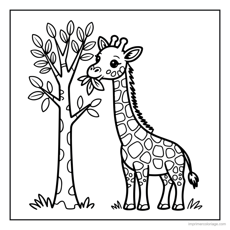 coloriage jungle deux girafes pres de l arbre à imprimer coloriage jungle deux girafes pres de l arbre - dessin gratuit à imprimer