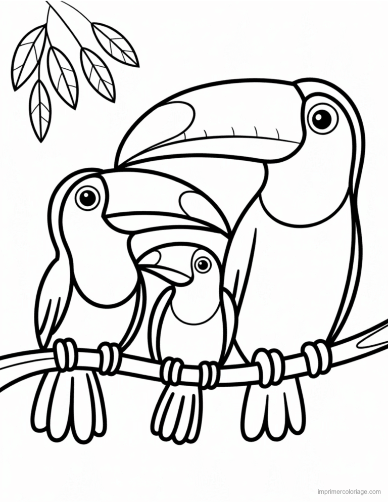 coloriage jungle deux toucans sur la branche à imprimer coloriage jungle deux toucans sur la branche - dessin gratuit à imprimer
