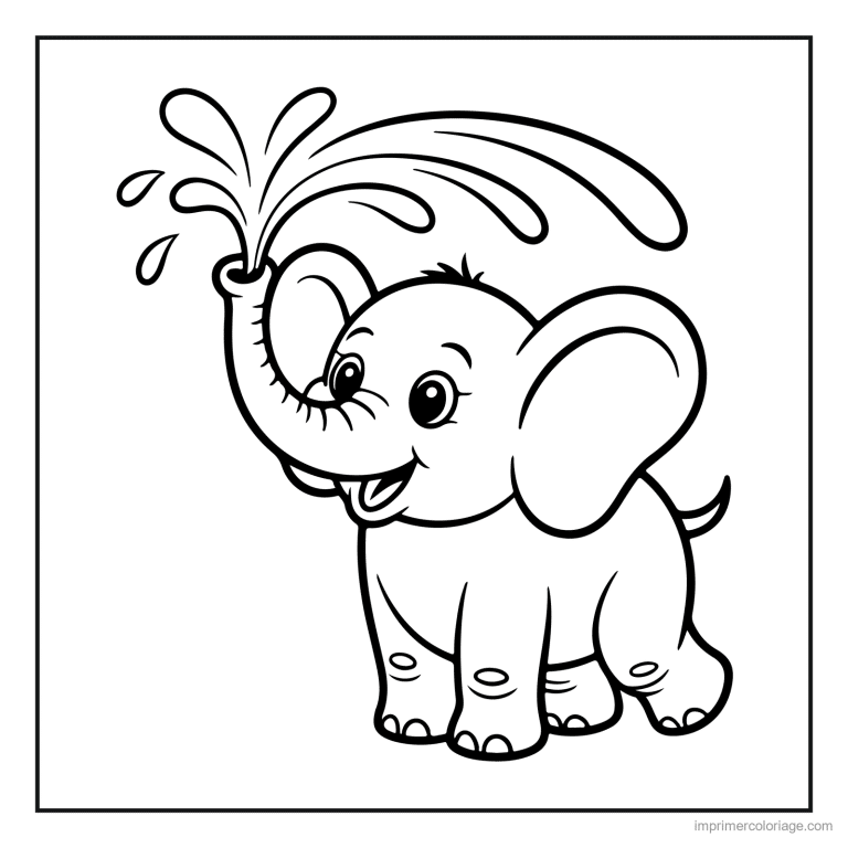 coloriage jungle elephant qui s arrose à imprimer coloriage jungle elephant qui s arrose - dessin gratuit à imprimer