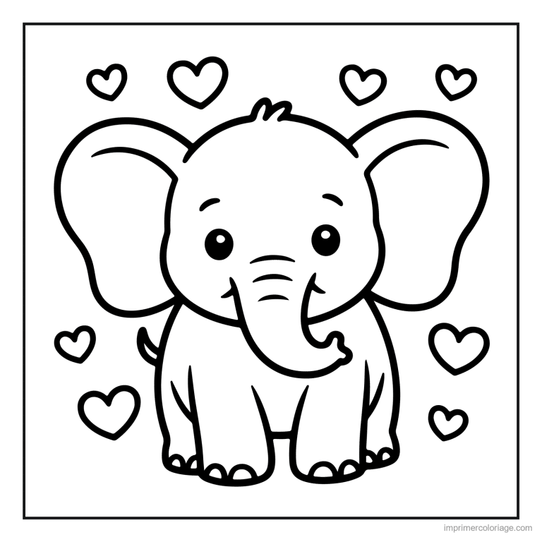 coloriage jungle elephanteau et les coeurs à imprimer coloriage jungle elephanteau et les coeurs - dessin gratuit à imprimer