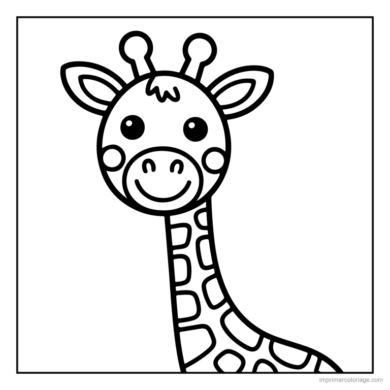 coloriage jungle girafe souriante à imprimer coloriage jungle girafe souriante - dessin gratuit à imprimer
