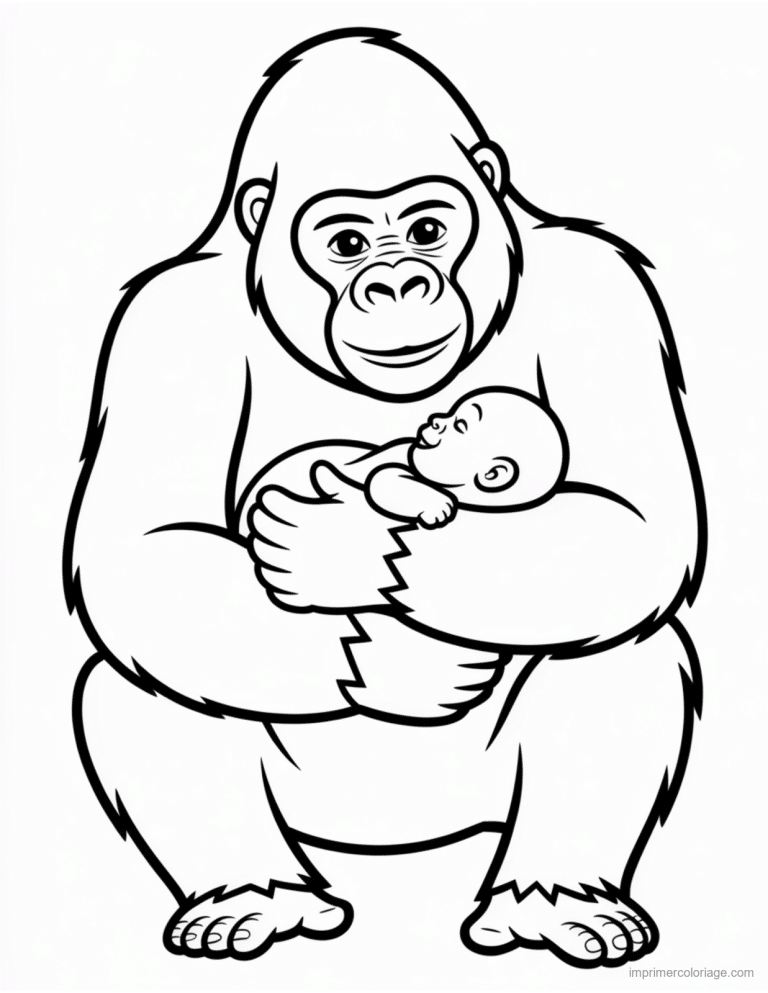 coloriage jungle gorille et son bebe à imprimer coloriage jungle gorille et son bebe - dessin gratuit à imprimer