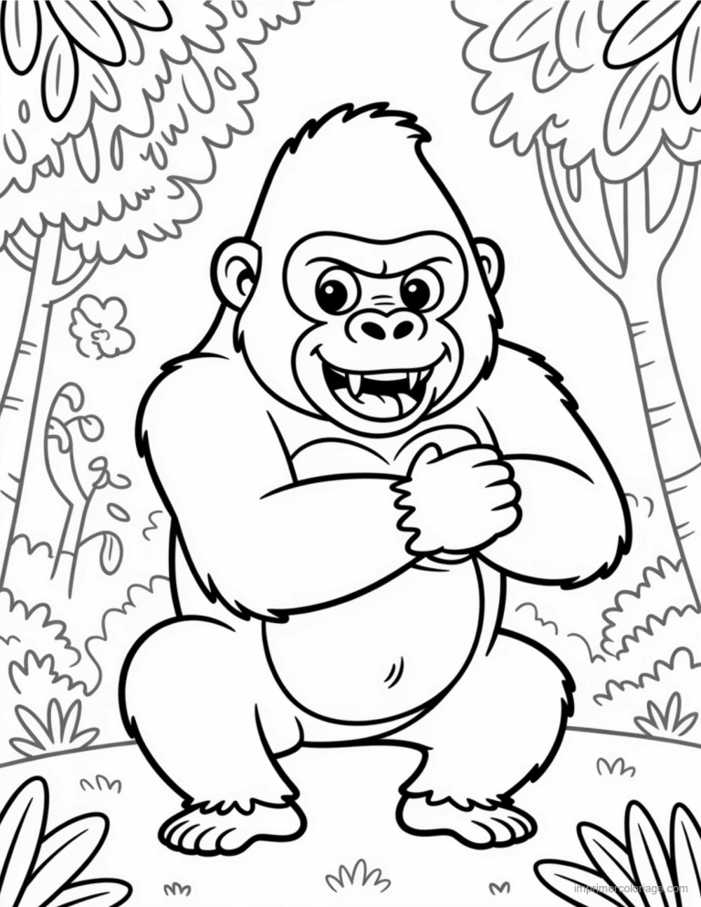coloriage jungle gorille qui mange à imprimer coloriage jungle gorille qui mange - dessin gratuit à imprimer
