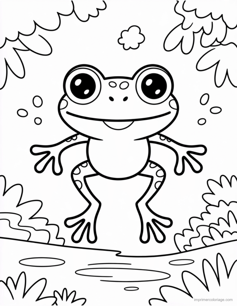 coloriage jungle grenouille souriante à imprimer coloriage jungle grenouille souriante - dessin gratuit à imprimer