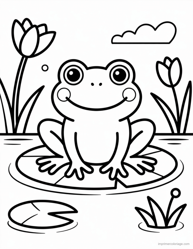 coloriage jungle grenouille sur le nenuphar à imprimer coloriage jungle grenouille sur le nenuphar - dessin gratuit à imprimer