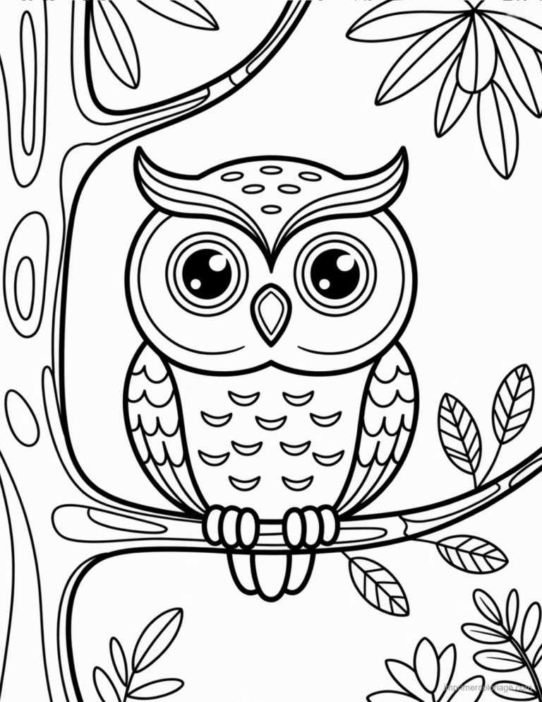 coloriage jungle hibou sur sa branche à imprimer coloriage jungle hibou sur sa branche - dessin gratuit à imprimer