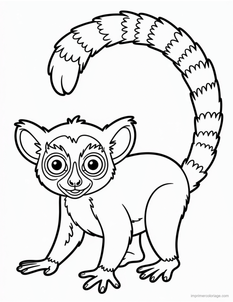 coloriage jungle lemurien a longue queue à imprimer coloriage jungle lemurien a longue queue - dessin gratuit à imprimer