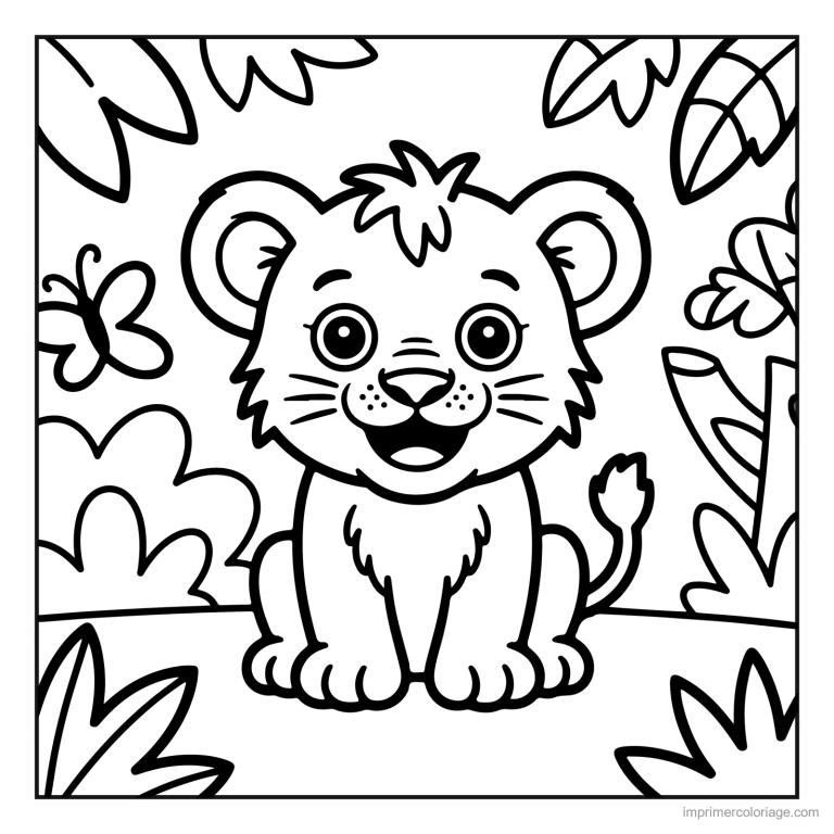 coloriage jungle lionceau dans la jungle à imprimer coloriage jungle lionceau dans la jungle - dessin gratuit à imprimer