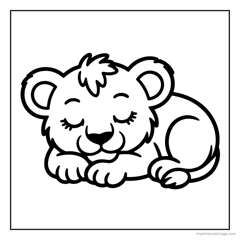 coloriage jungle lionceau qui dort à imprimer coloriage jungle lionceau qui dort - dessin gratuit à imprimer