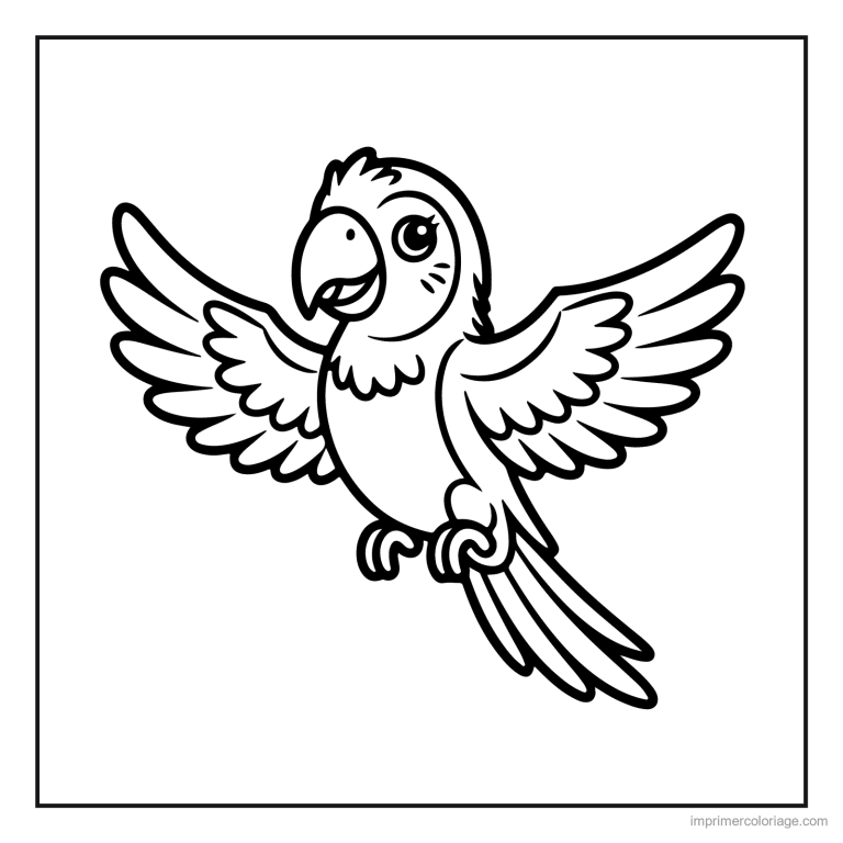coloriage jungle perroquet aux ailes deployees à imprimer coloriage jungle perroquet aux ailes deployees - dessin gratuit à imprimer
