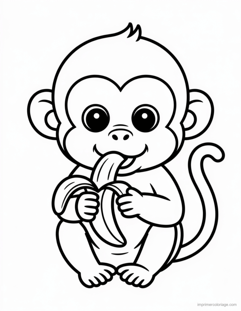 coloriage jungle singe avec sa banane à imprimer coloriage jungle singe avec sa banane - dessin gratuit à imprimer