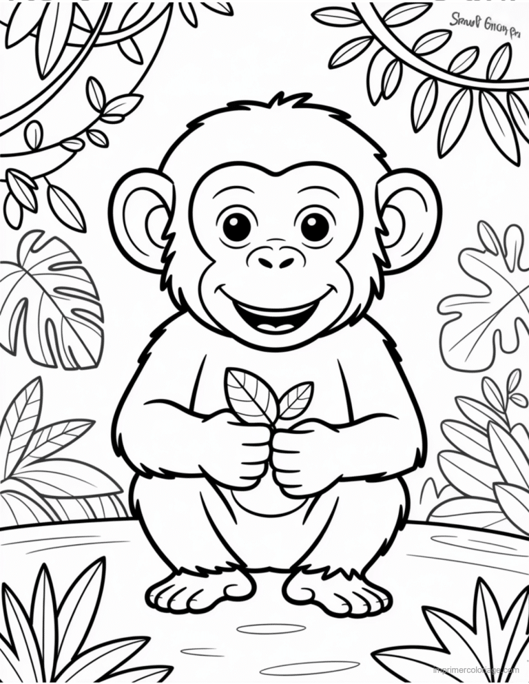 coloriage jungle singe mignon assis à imprimer coloriage jungle singe mignon assis - dessin gratuit à imprimer