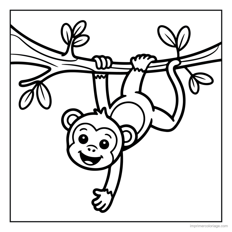 coloriage jungle singe suspendu a une liane à imprimer coloriage jungle singe suspendu a une liane - dessin gratuit à imprimer