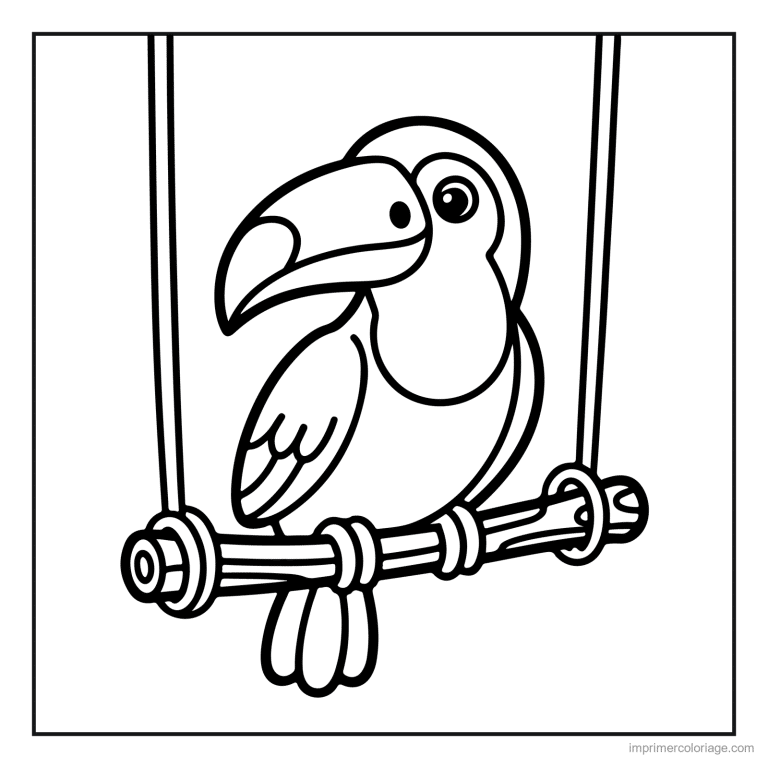 coloriage jungle toucan sur la balancoire à imprimer coloriage jungle toucan sur la balancoire - dessin gratuit à imprimer