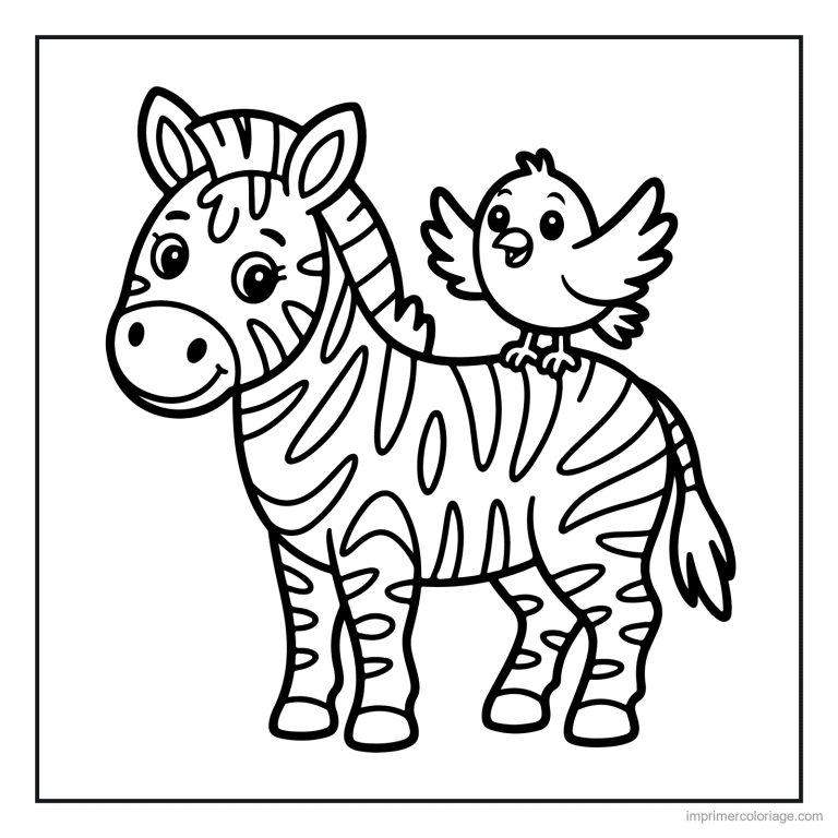 coloriage jungle zebre et l oiseau à imprimer coloriage jungle zebre et l oiseau - dessin gratuit à imprimer