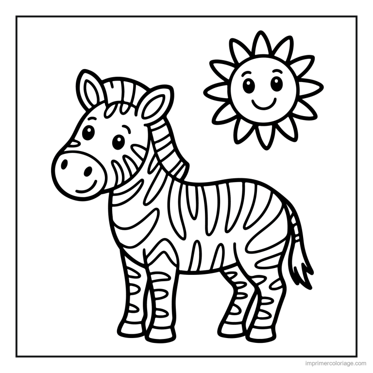 coloriage jungle zebre et le soleil à imprimer coloriage jungle zebre et le soleil - dessin gratuit à imprimer